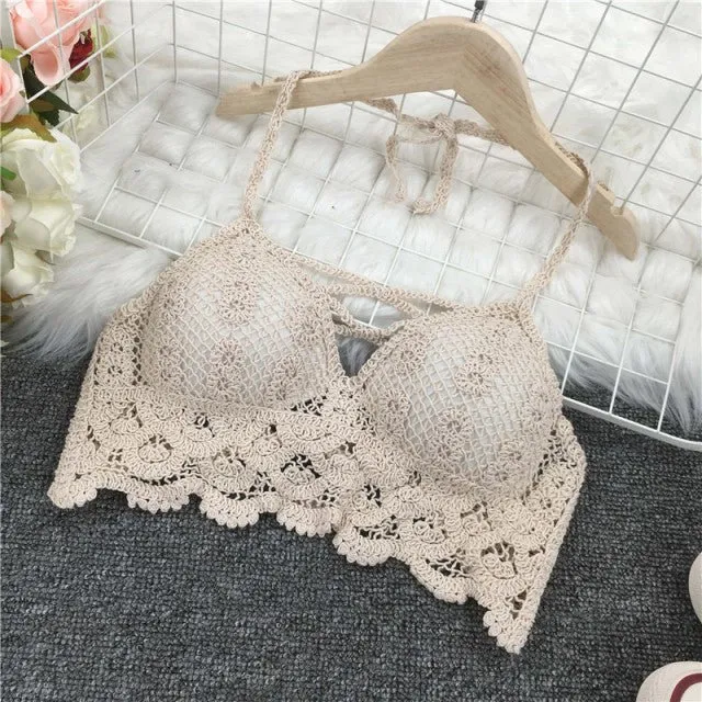 Boho böhmischen Sommer Häkeltop Bikinioberteil eingebauter BH 