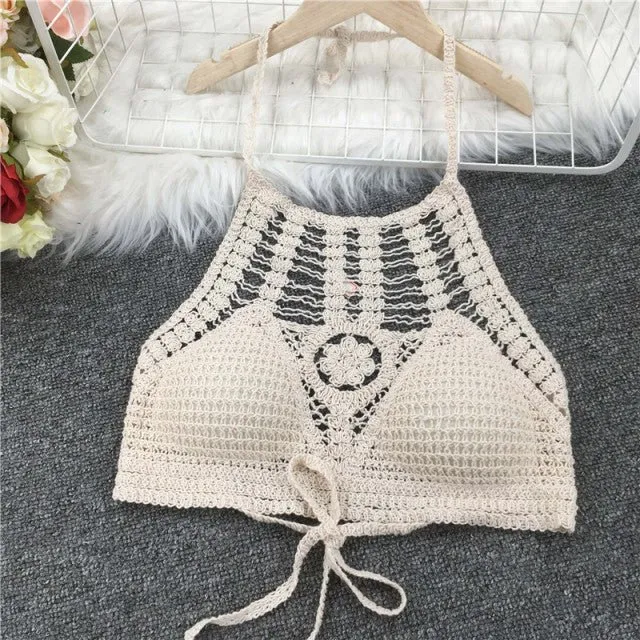 Boho böhmischen Sommer Häkeltop Bikinioberteil eingebauter BH 