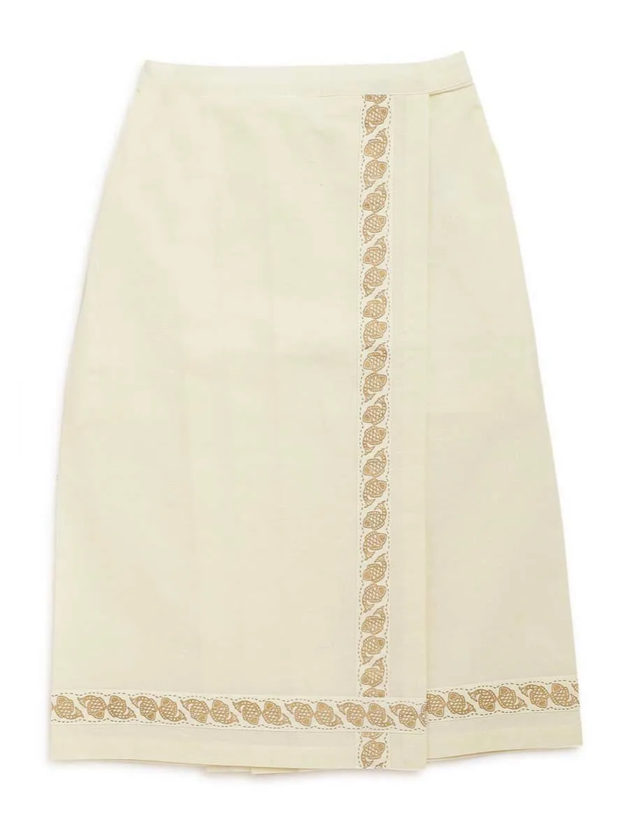 Boys Mundu Dhoti & Angvastram Set-Cream