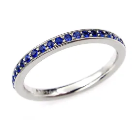 Bright Blue Round Sapphire 1/2CT Eternity Platinum RING Wedding Anniversary BAND