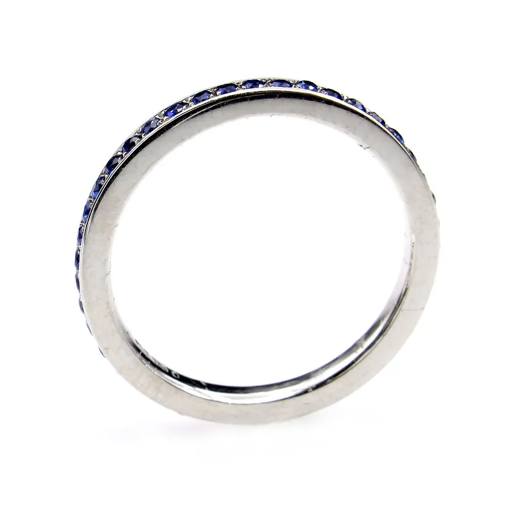 Bright Blue Round Sapphire 1/2CT Eternity Platinum RING Wedding Anniversary BAND