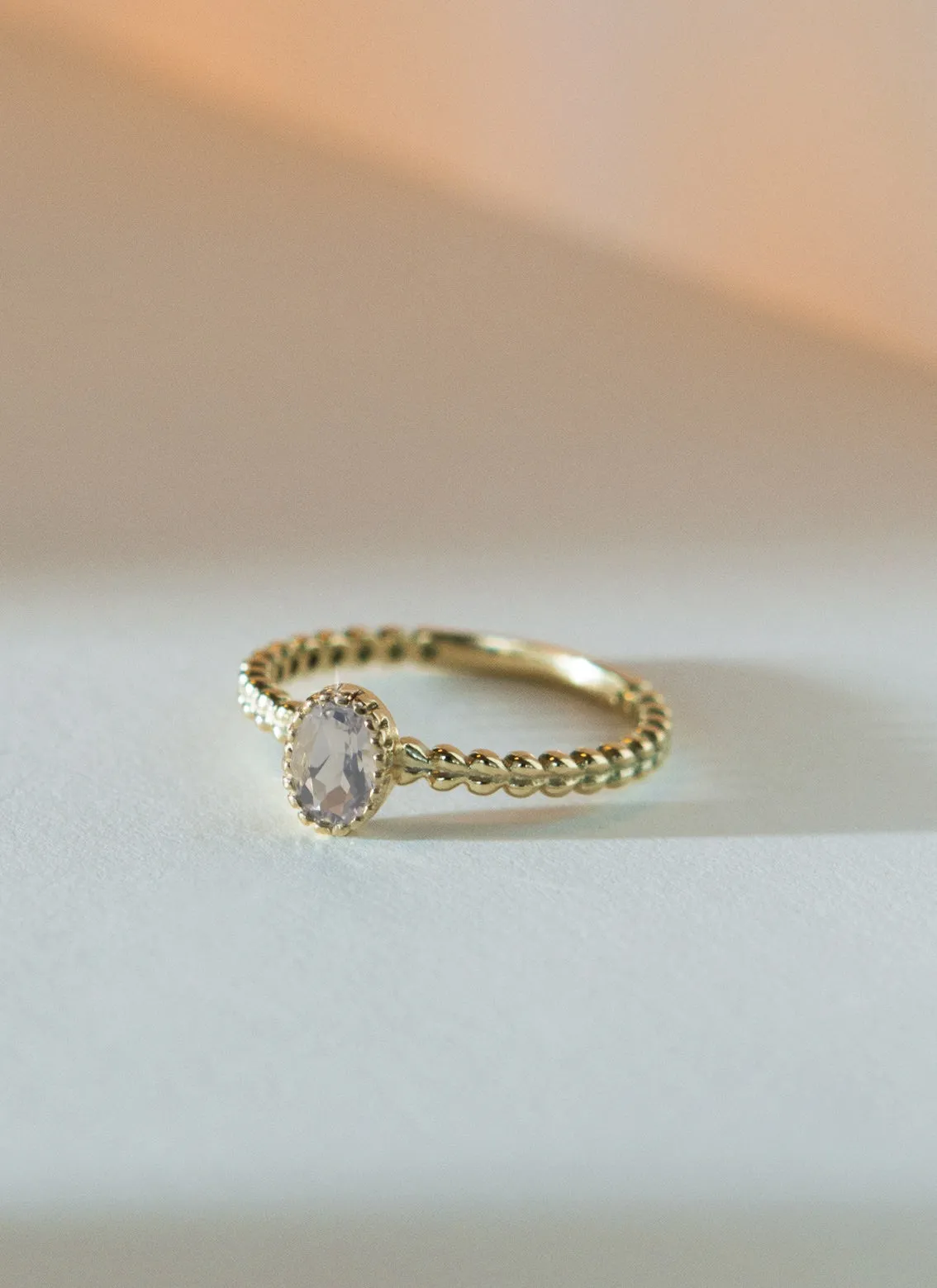 Caes moonquartz june birthstone ring 14k gold