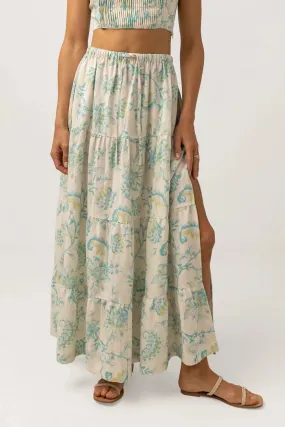 Cairo Tiered Maxi Skirt / Blue