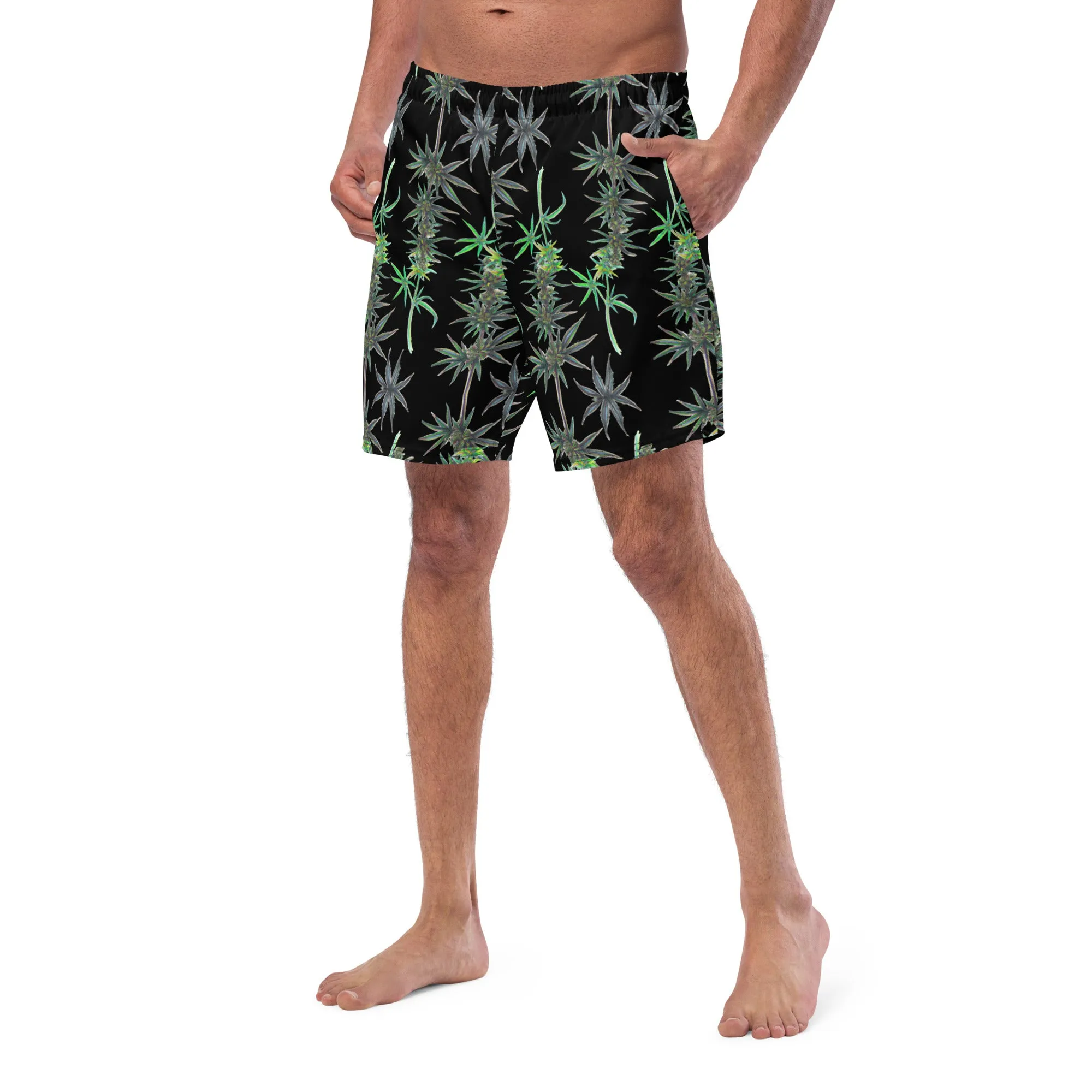 Cannabis inspired Men's swim trunks