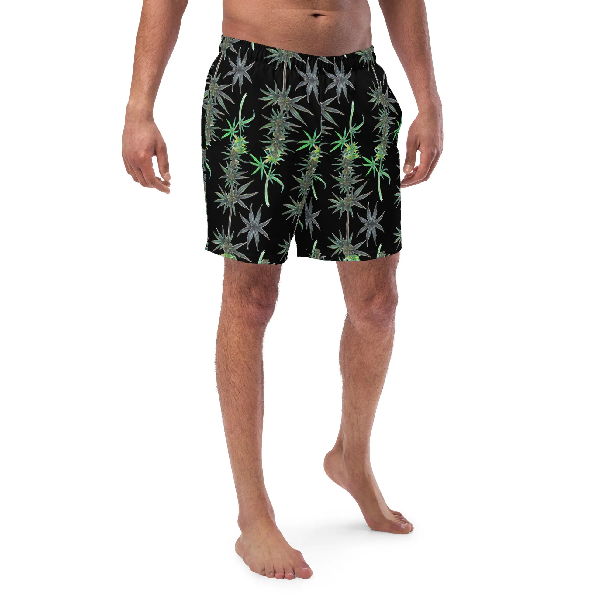 Cannabis inspired Men's swim trunks