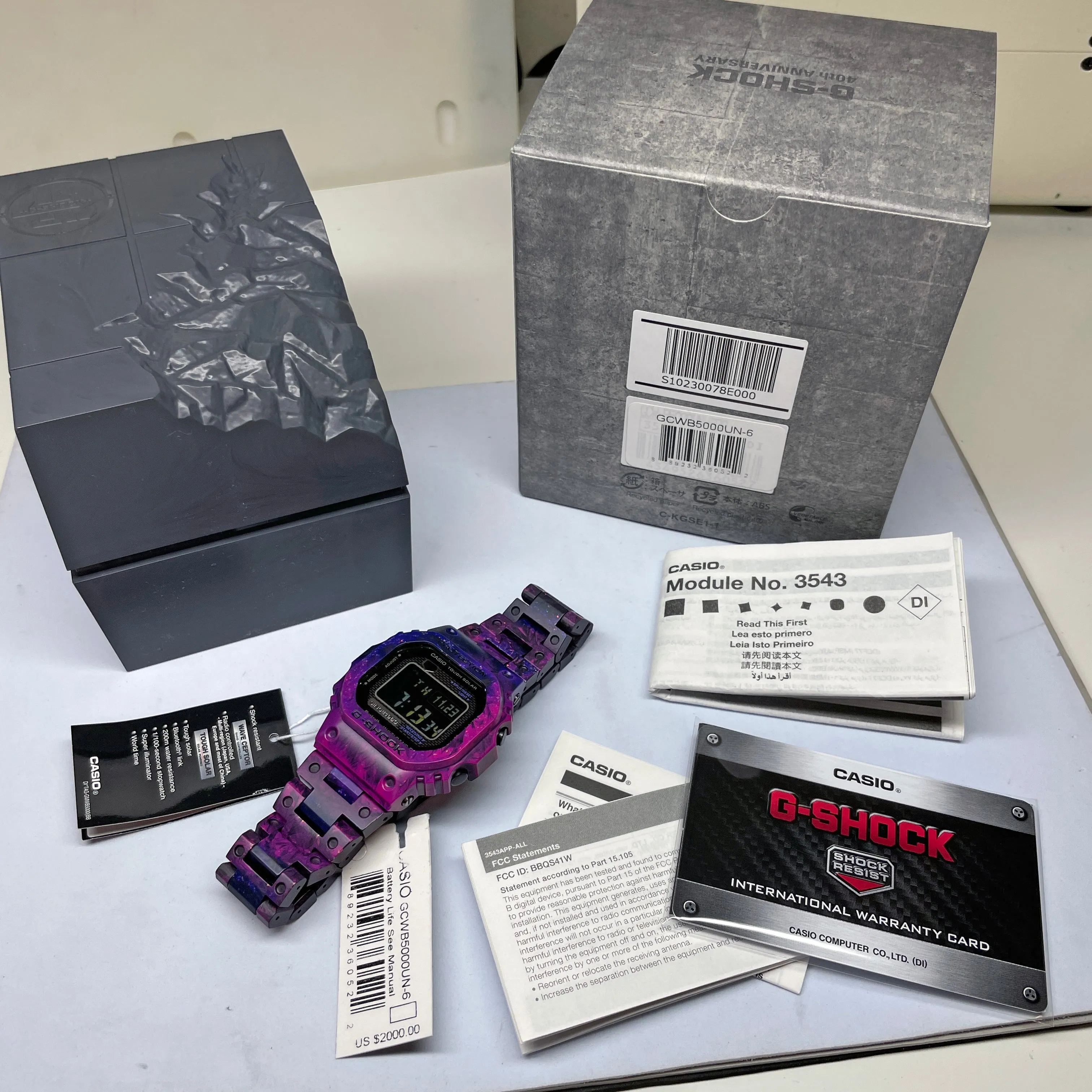 CASIO G-SHOCK GCWB5000UN-6 Purple 40th Anniversary Full Carbon Square Watch