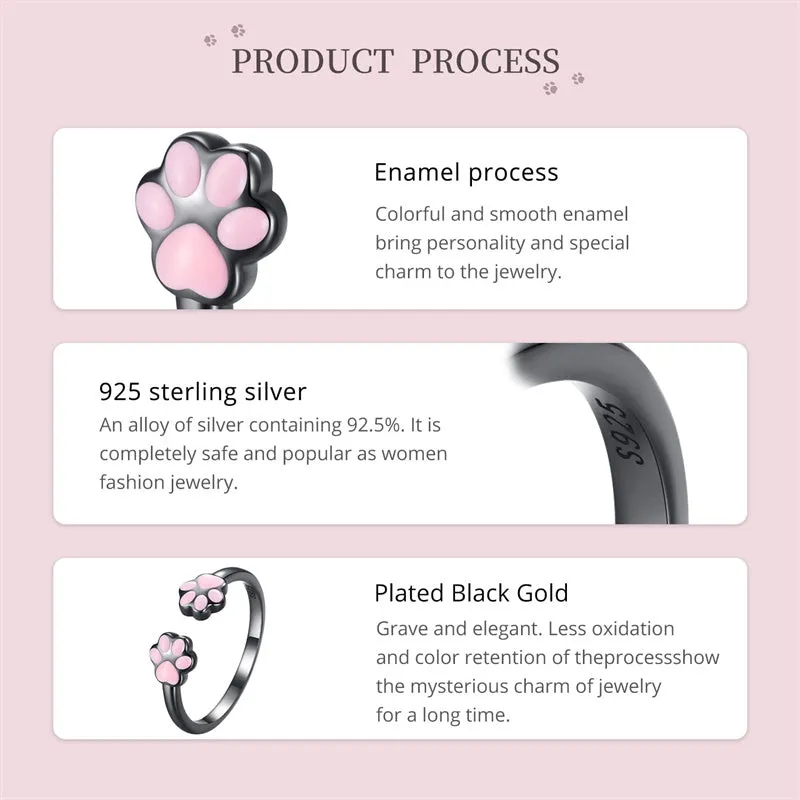 Cat Rings for Women Sterling Silver Adjustable Animal Ring Dainty Stackable Rings Cute Cat Ring Gifts for Cat Lovers