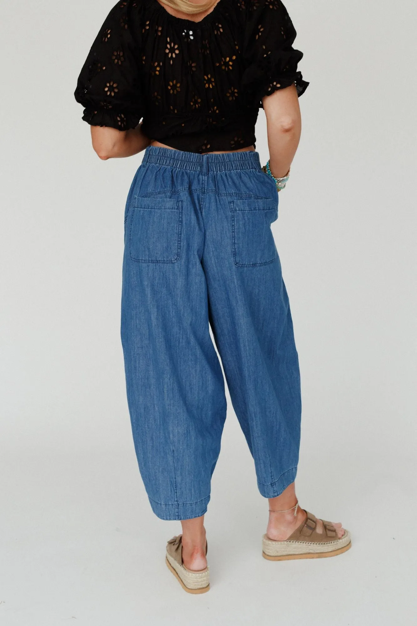 Cool Touch Pleated Pants - Denim