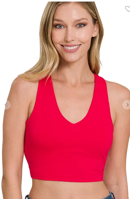 Cropped V-Strap Back V-Neck Tank