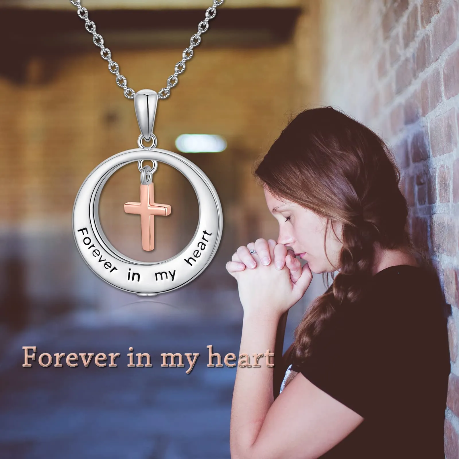 Cross Cremation Jewelry 925 Sterling Silver Urn Necklace Keepsake Ashes Memorial Pendant for Women