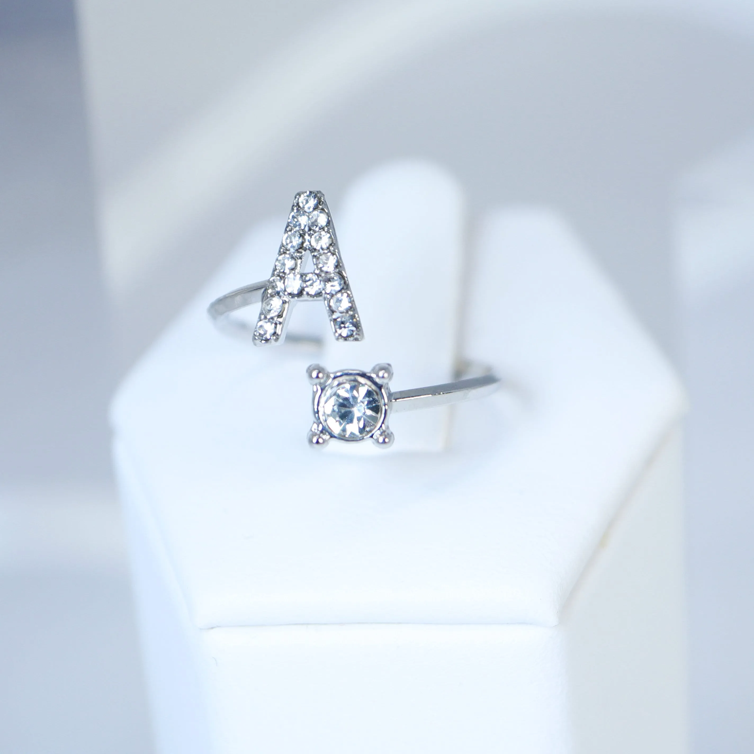 Crystal A Alphabet Statement Ring, Promise Ring For a Friend, Friendship ring.