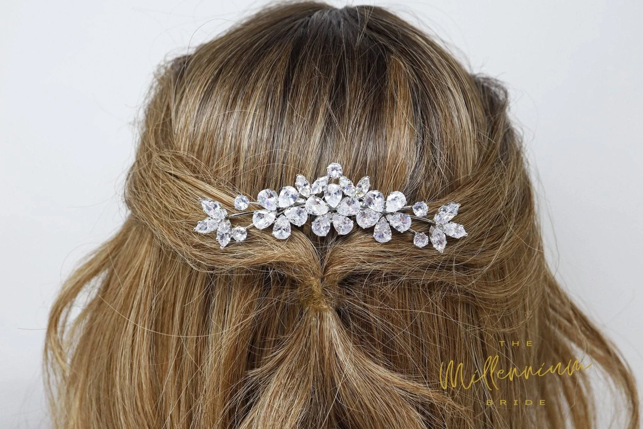 Cubic Zirconia, Diamond Floral Vine Leaves Bridal Hair Comb, Bridal Hair Accessories, Wedding Hair Accessory, Bridal Hair Comb