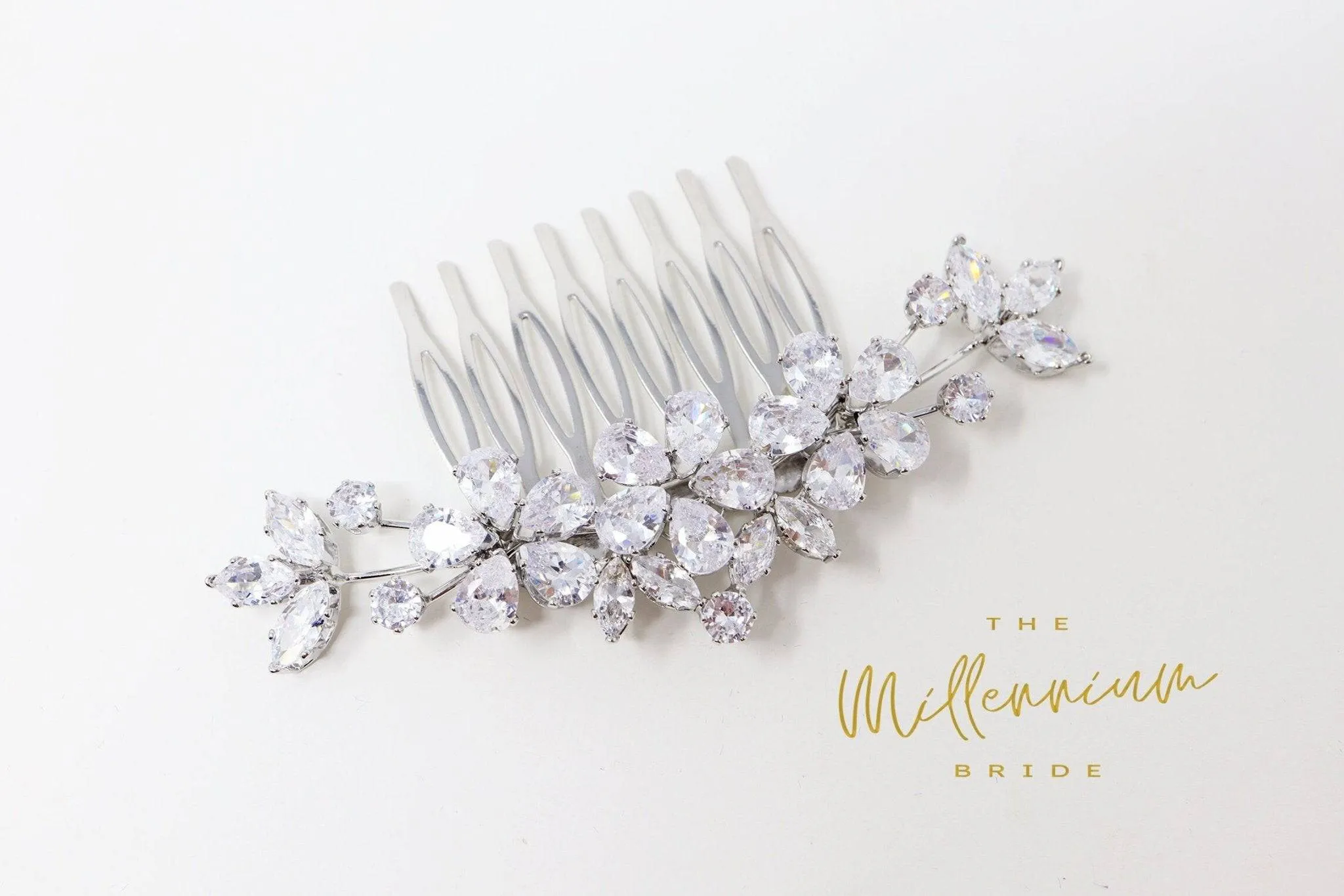 Cubic Zirconia, Diamond Floral Vine Leaves Bridal Hair Comb, Bridal Hair Accessories, Wedding Hair Accessory, Bridal Hair Comb