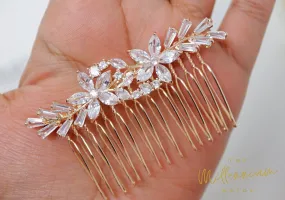 Cubic Zirconia, Diamond Floral Vine Leaves Small Bridal Hair Comb, Bridal Hair Piece, Bridal Hair Accessories, Wedding Hair Accessory.