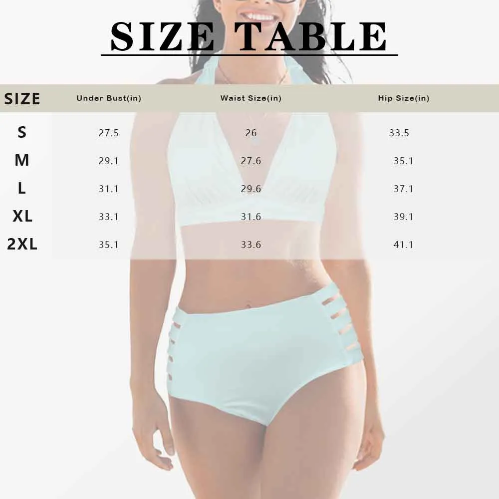 Custom Seamless Face Halterneck String Bikini Personalized High Waist Two-piece Bikini Swimsuit