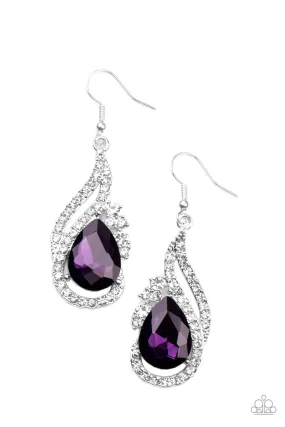 Dancefloor Diva Purple and White Rhinestone Earrings - Paparazzi Accessories