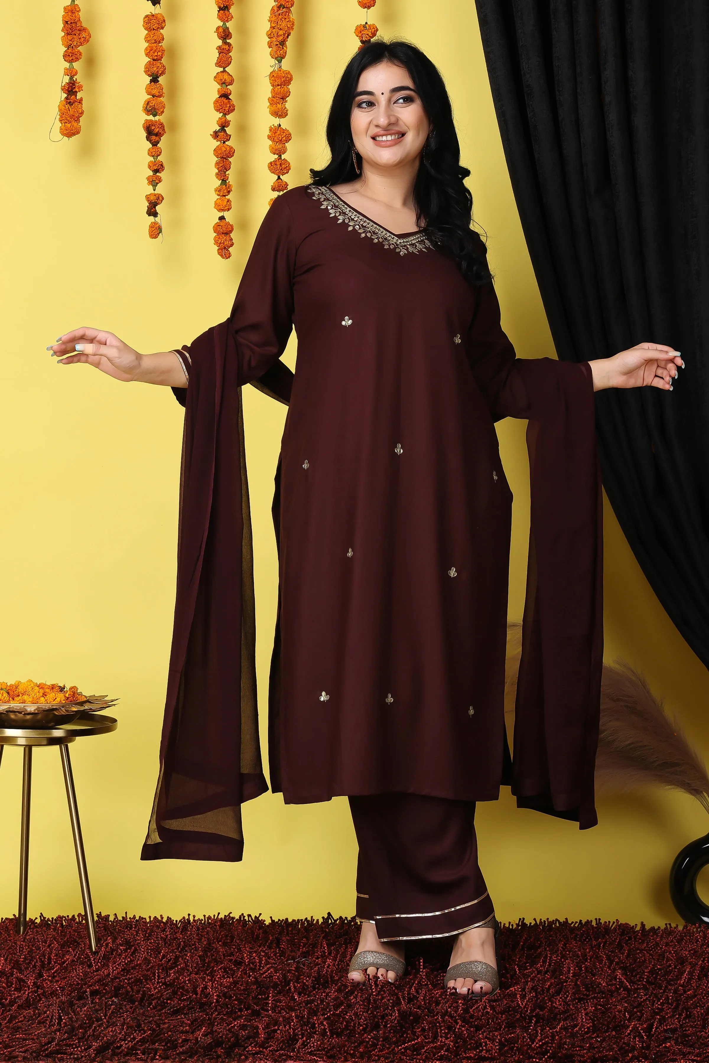 Dazzle in Rayon Handwork Suit