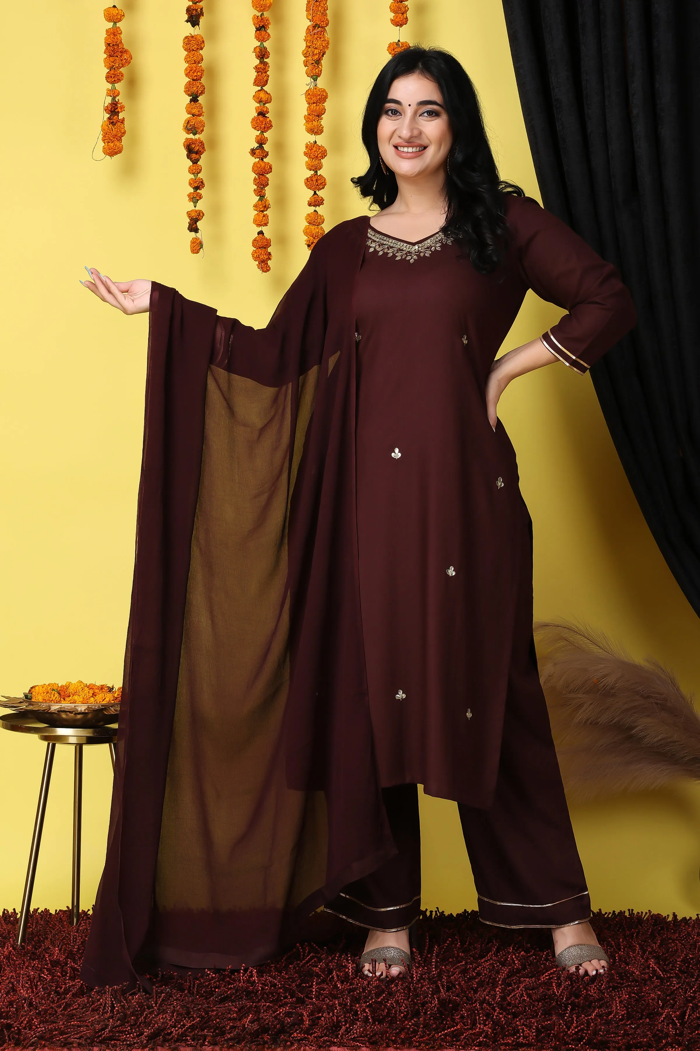 Dazzle in Rayon Handwork Suit