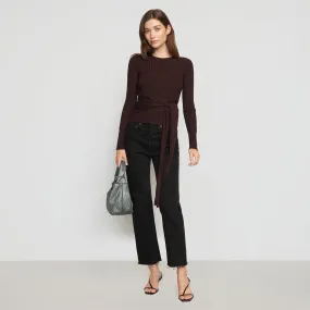 Deniza Tie-Front Ribbed Sweater