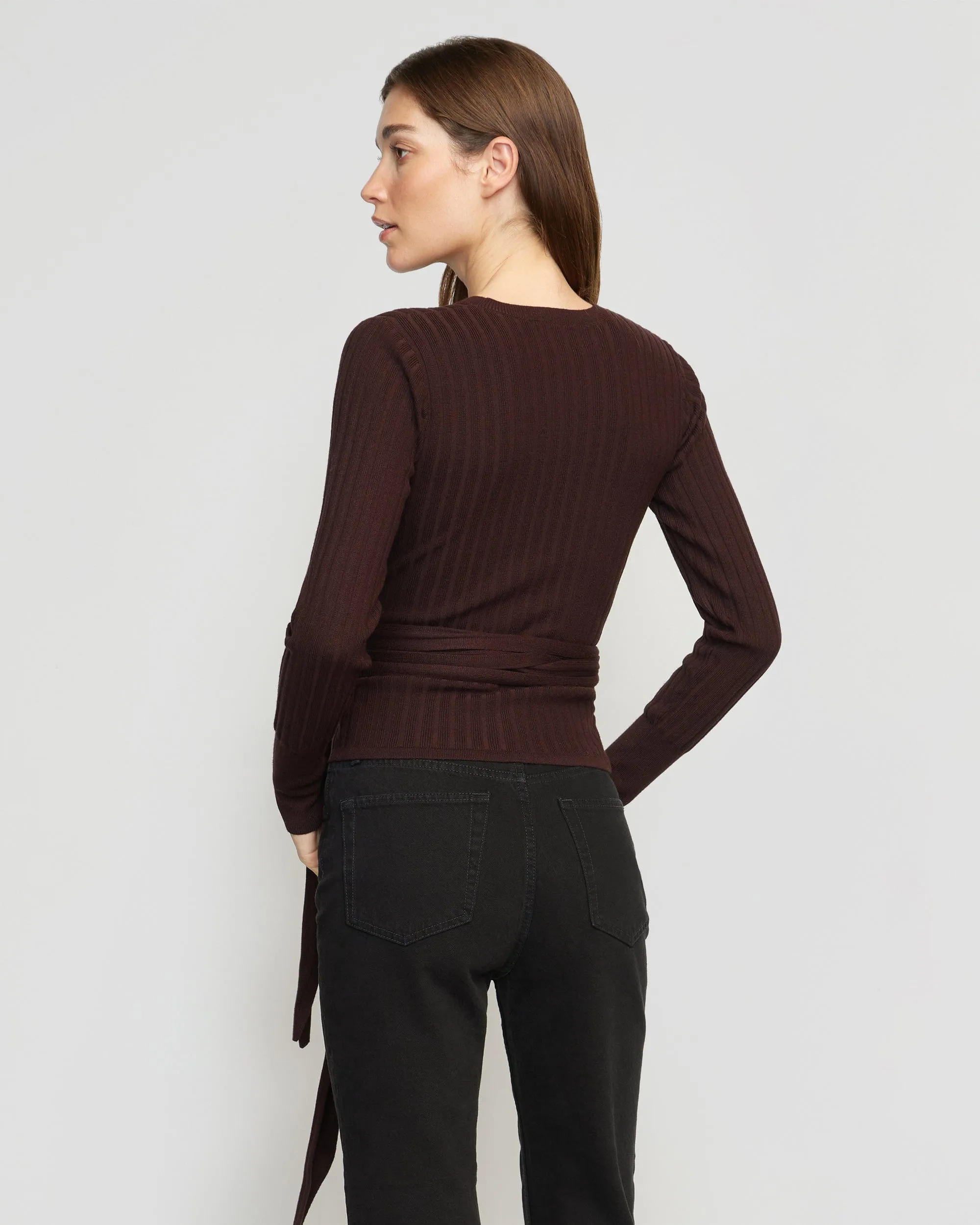 Deniza Tie-Front Ribbed Sweater