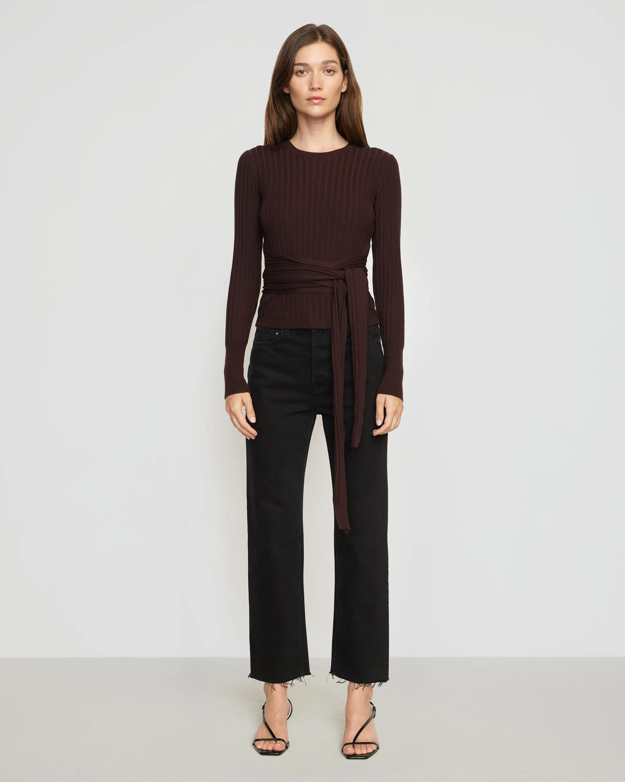 Deniza Tie-Front Ribbed Sweater