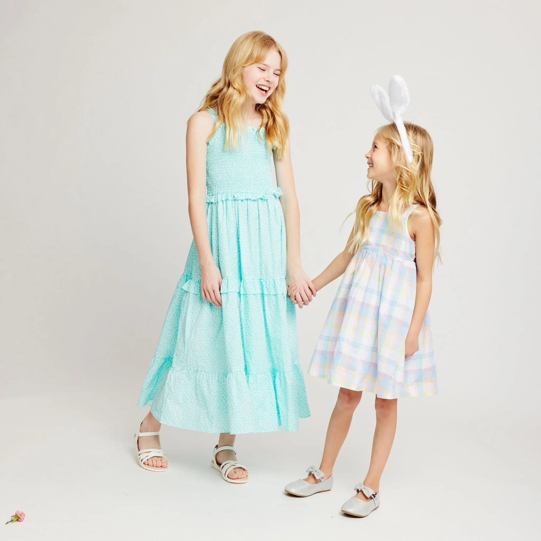 Ditsy Floral Print Poplin Maxi Dress (Size 7-16 Years) | Aqua