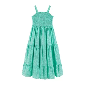 Ditsy Floral Print Poplin Maxi Dress (Size 7-16 Years) | Aqua