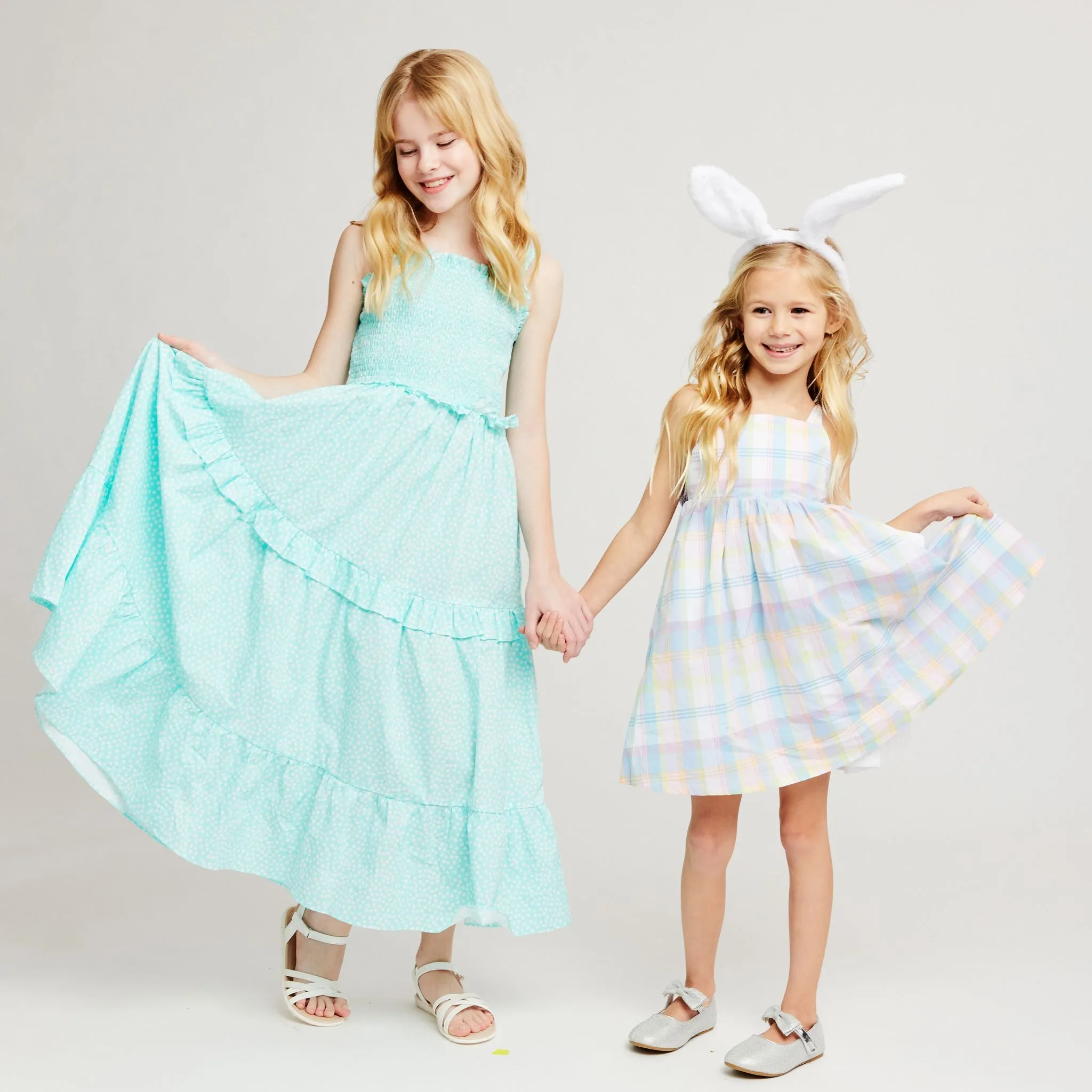 Ditsy Floral Print Poplin Maxi Dress (Size 7-16 Years) | Aqua