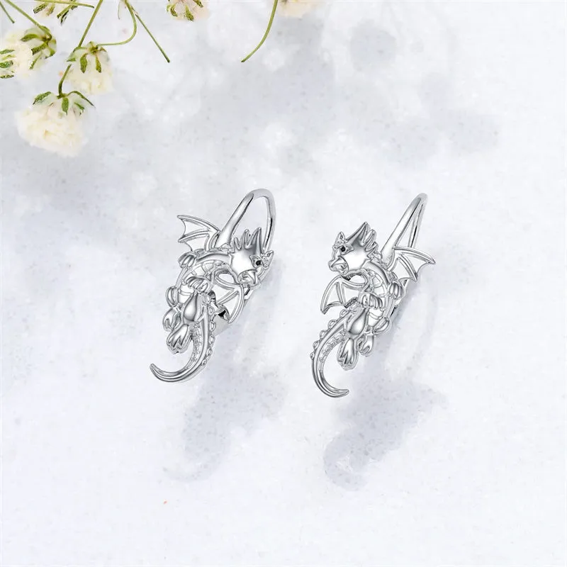 Dragon Earrings for Girls Women Animals Leverback Earrings Sterling Silver Drop Dangle Jewelry Gift