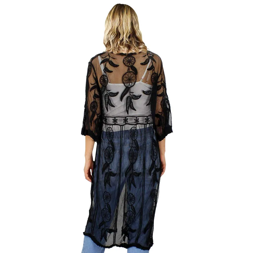 Dream Catcher Lace Long Cover Up Kimono Poncho