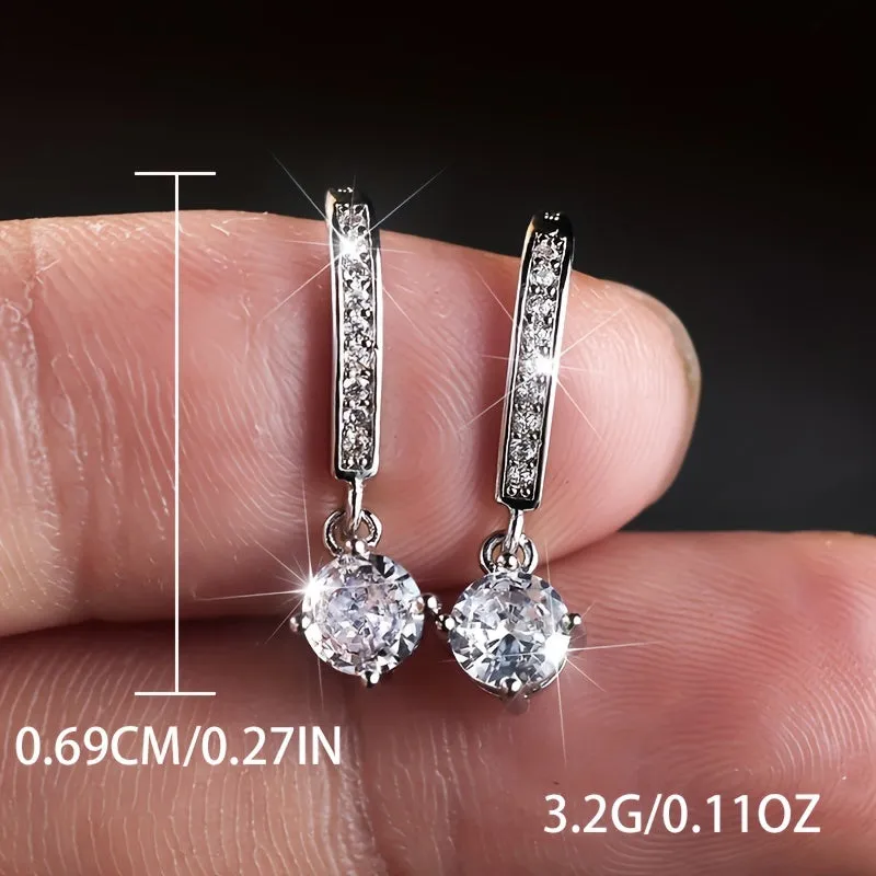 Drop Dangle Hoop Crystal Earring Wedding Anniversary Prom Fine Gift For Women