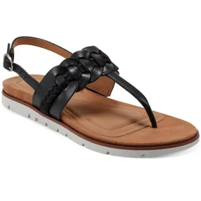 Easy Spirit Womens Elaine Leather Braided Thong Sandals