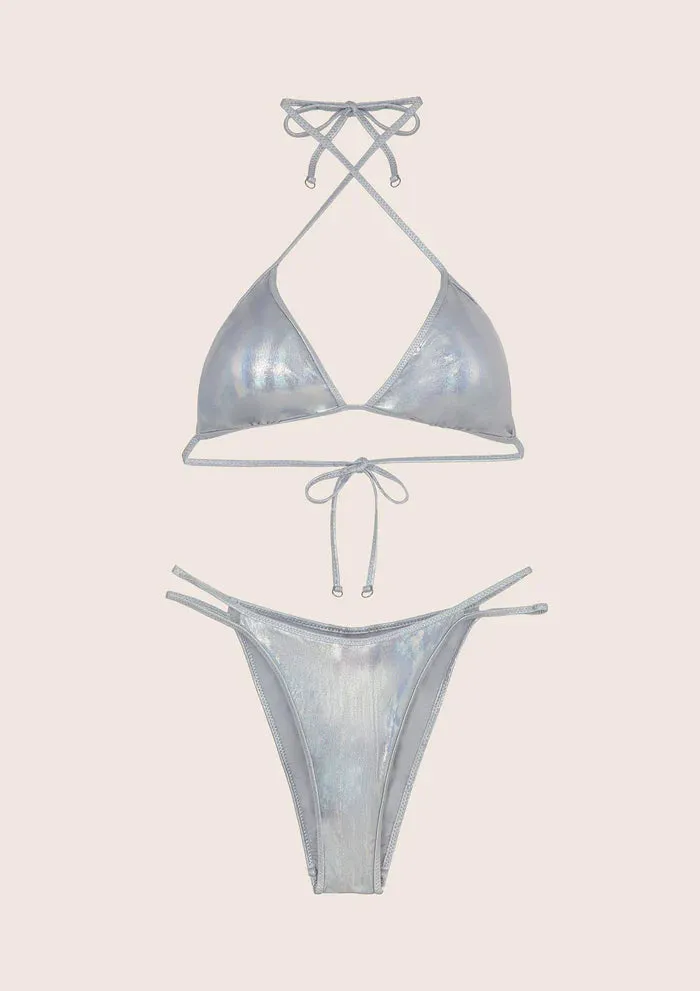 EFFEK BIKINI TRIANGOLO E SLIP AMERICANO ARGENTO