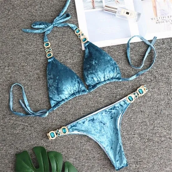 Emilia Bling Diamond Pink Blue Bikini 