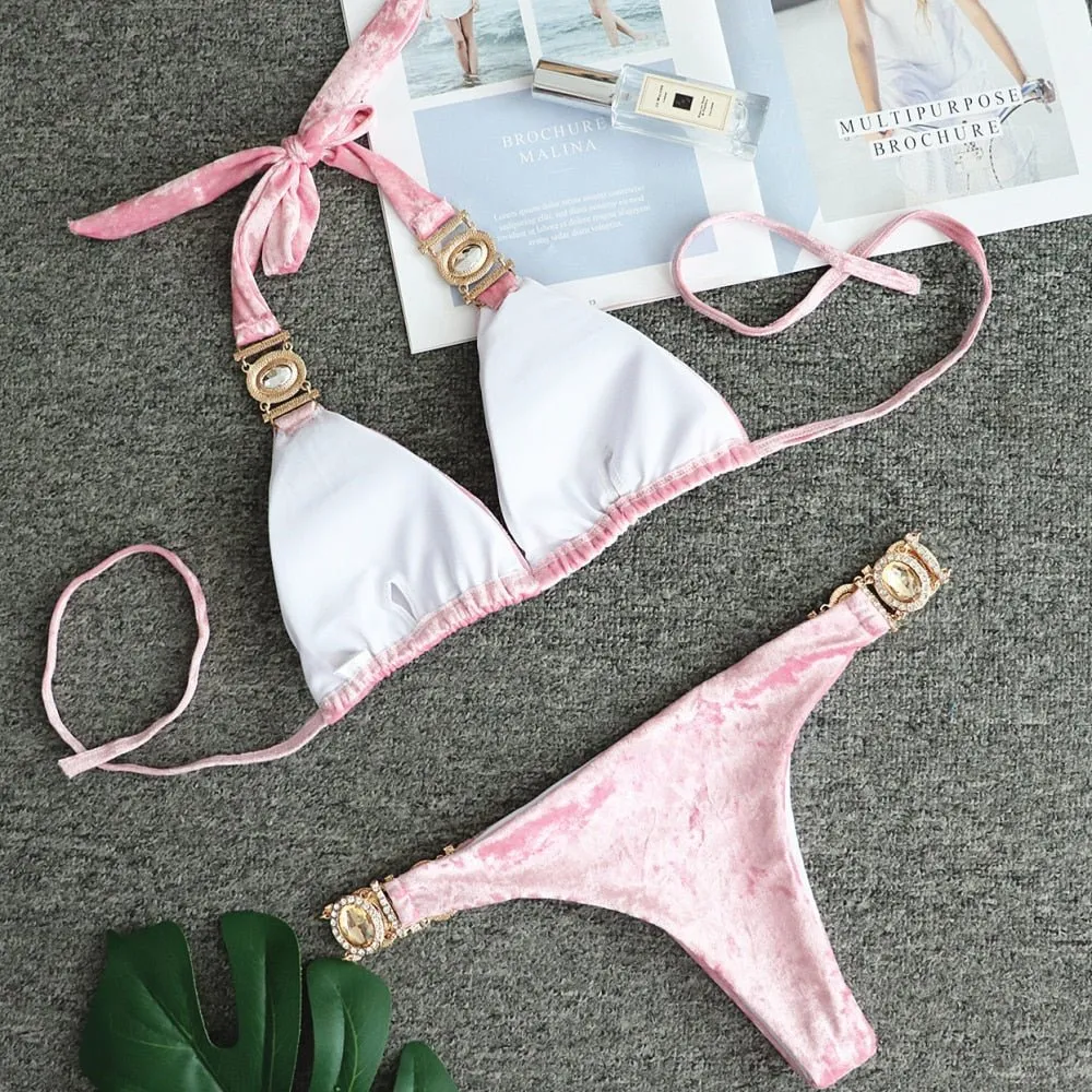 Emilia Bling Diamond Pink Blue Bikini 