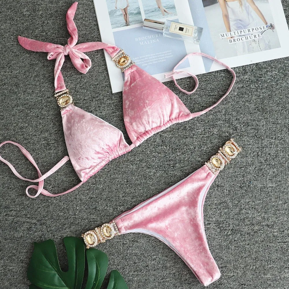 Emilia Bling Diamond Pink Blue Bikini 