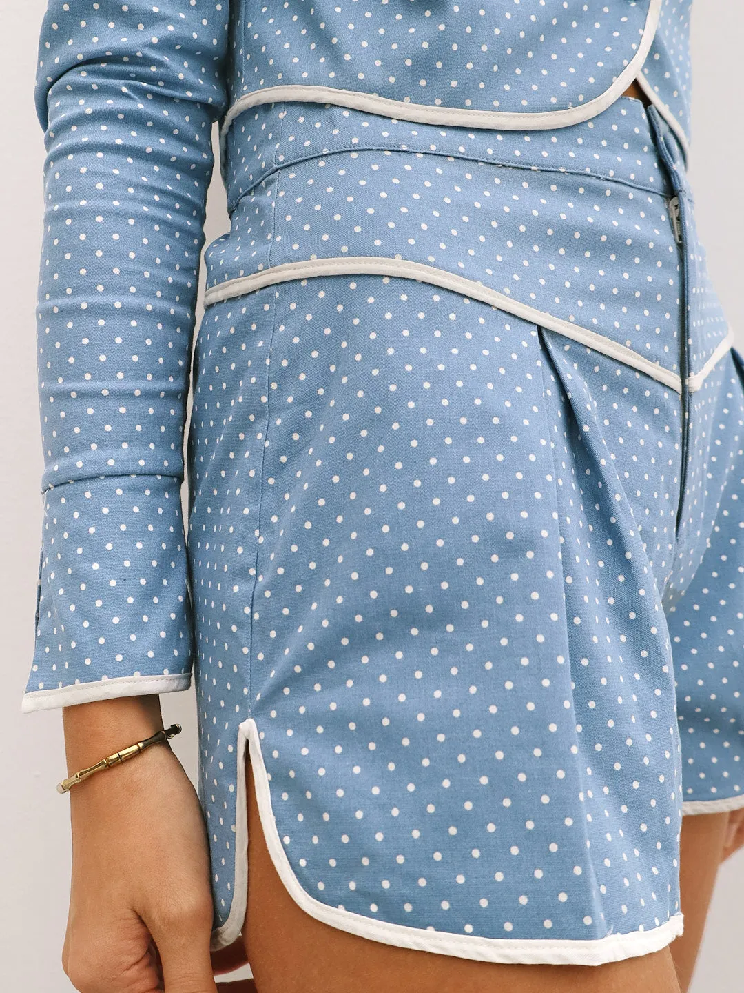 Estha Polka Print Shorts | Pale Blue