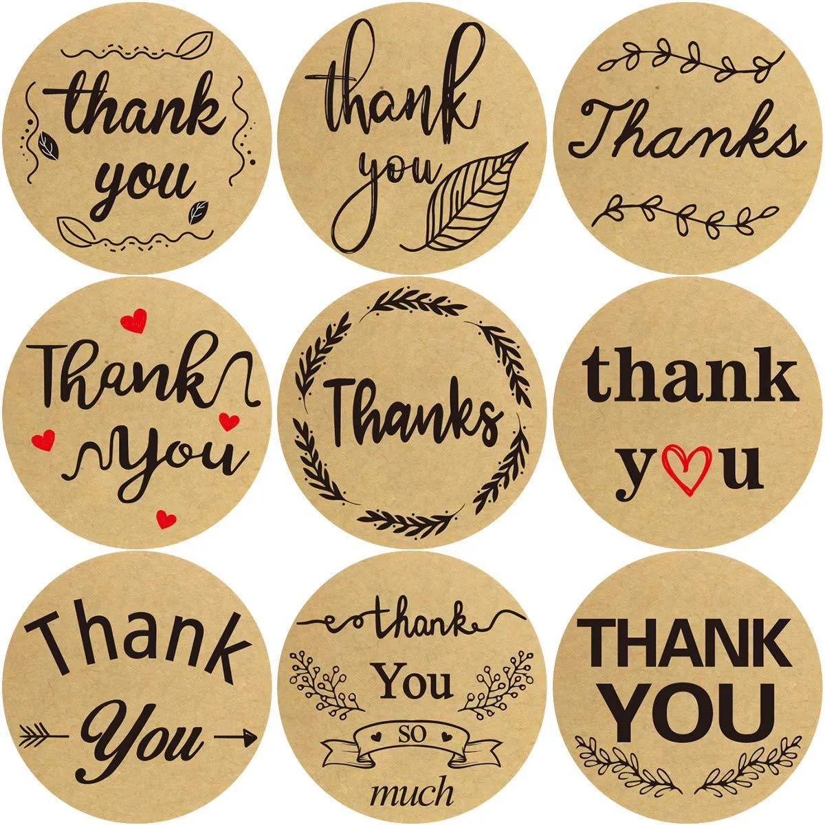 Fancy Land Kraft Thank You Stickers Roll for Thanksgiving, Thanksgiving love Thank you Sticker Roll