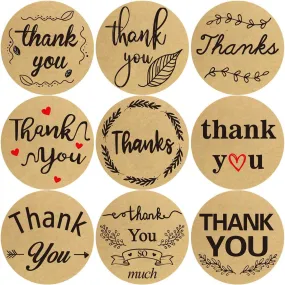 Fancy Land Kraft Thank You Stickers Roll for Thanksgiving, Thanksgiving love Thank you Sticker Roll