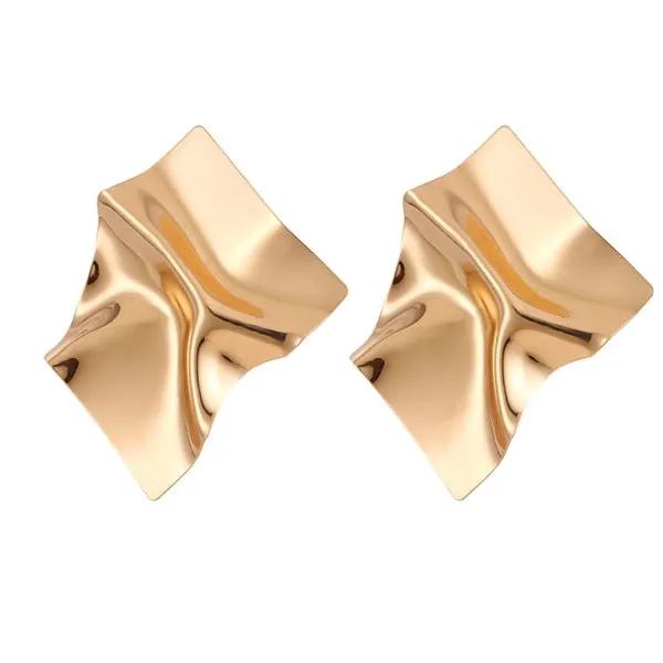 Fashion Vintage Big Geometric Statement Gold Metal Drop Earrings