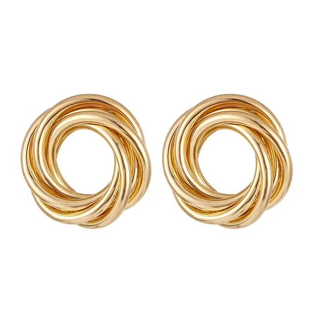 Fashion Vintage Big Geometric Statement Gold Metal Drop Earrings