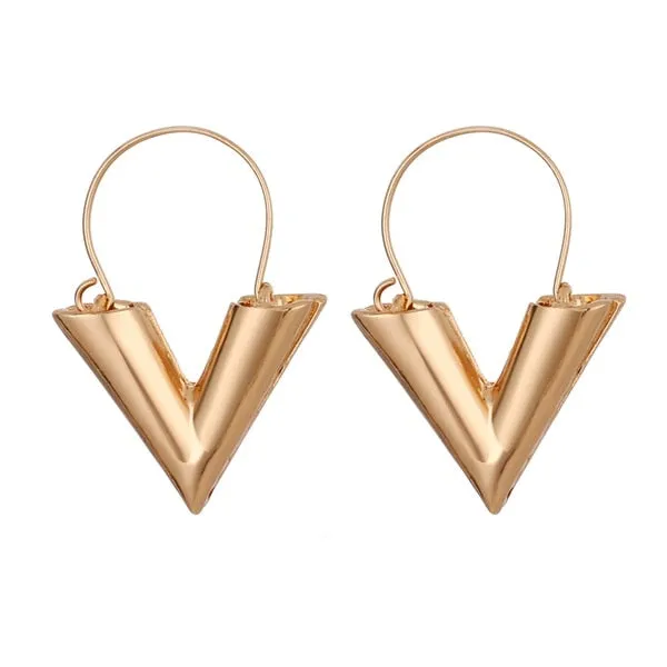 Fashion Vintage Big Geometric Statement Gold Metal Drop Earrings