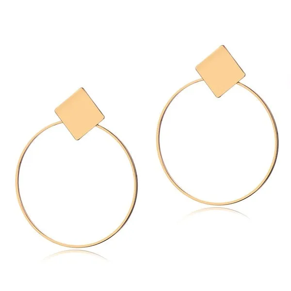 Fashion Vintage Big Geometric Statement Gold Metal Drop Earrings