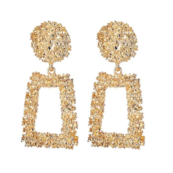 Fashion Vintage Big Geometric Statement Gold Metal Drop Earrings