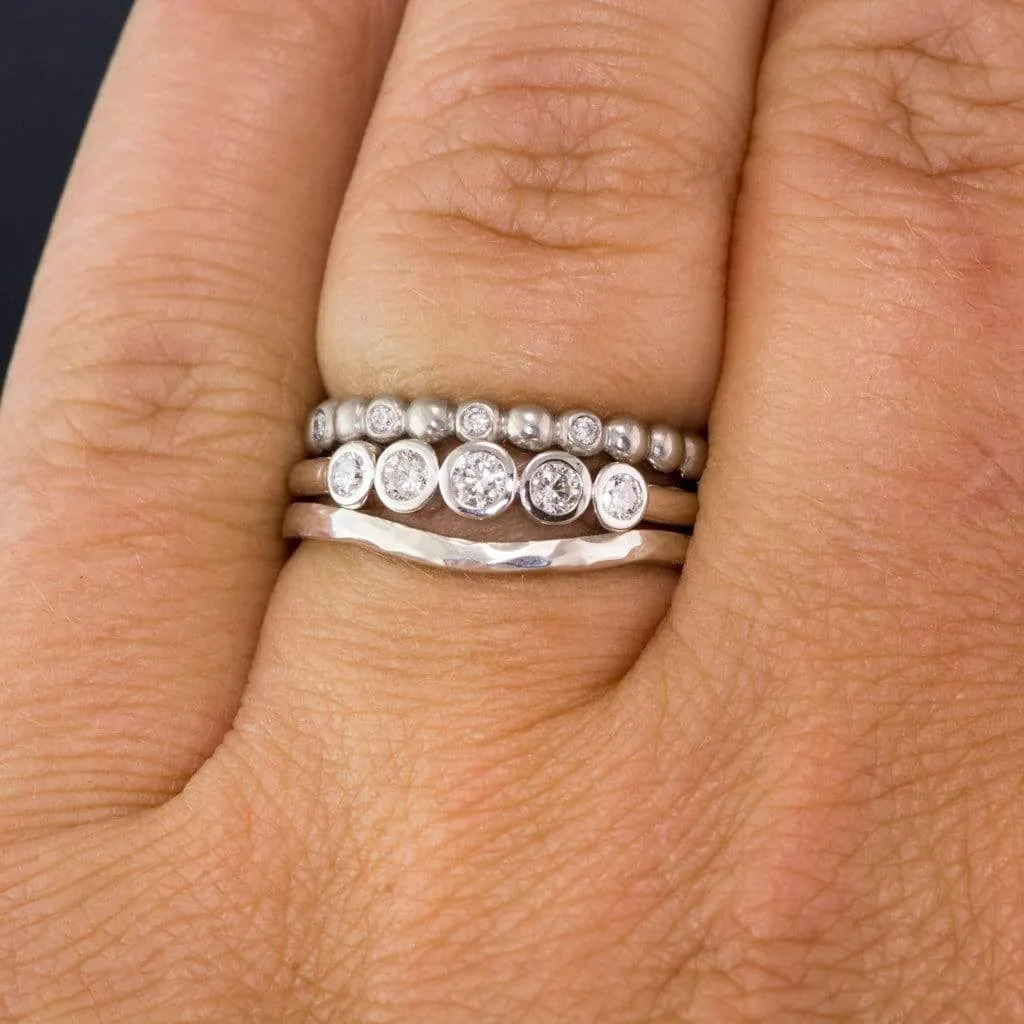 Fiona Band - Graduated Diamond, Ruby or Sapphire Five Bezel Stacking Anniversary Ring