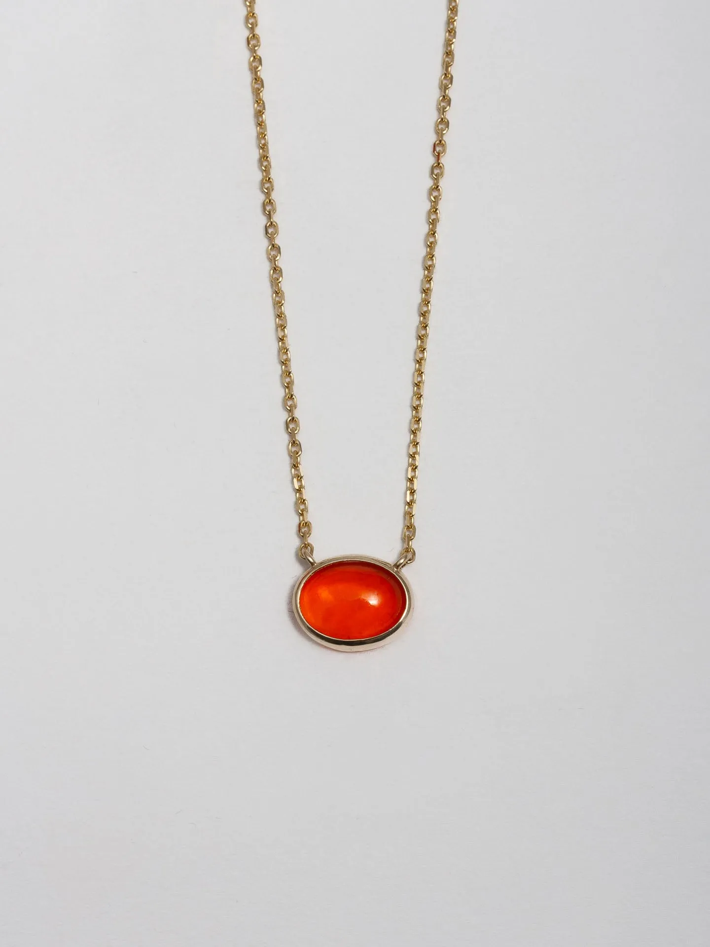 Fire Opal Cabochon Necklace