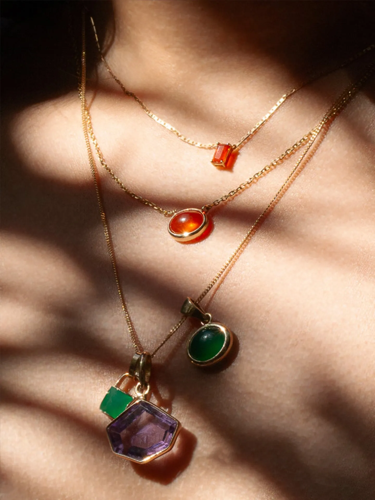 Fire Opal Cabochon Necklace