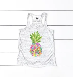 Floral Pineapple flowy racerback tank top