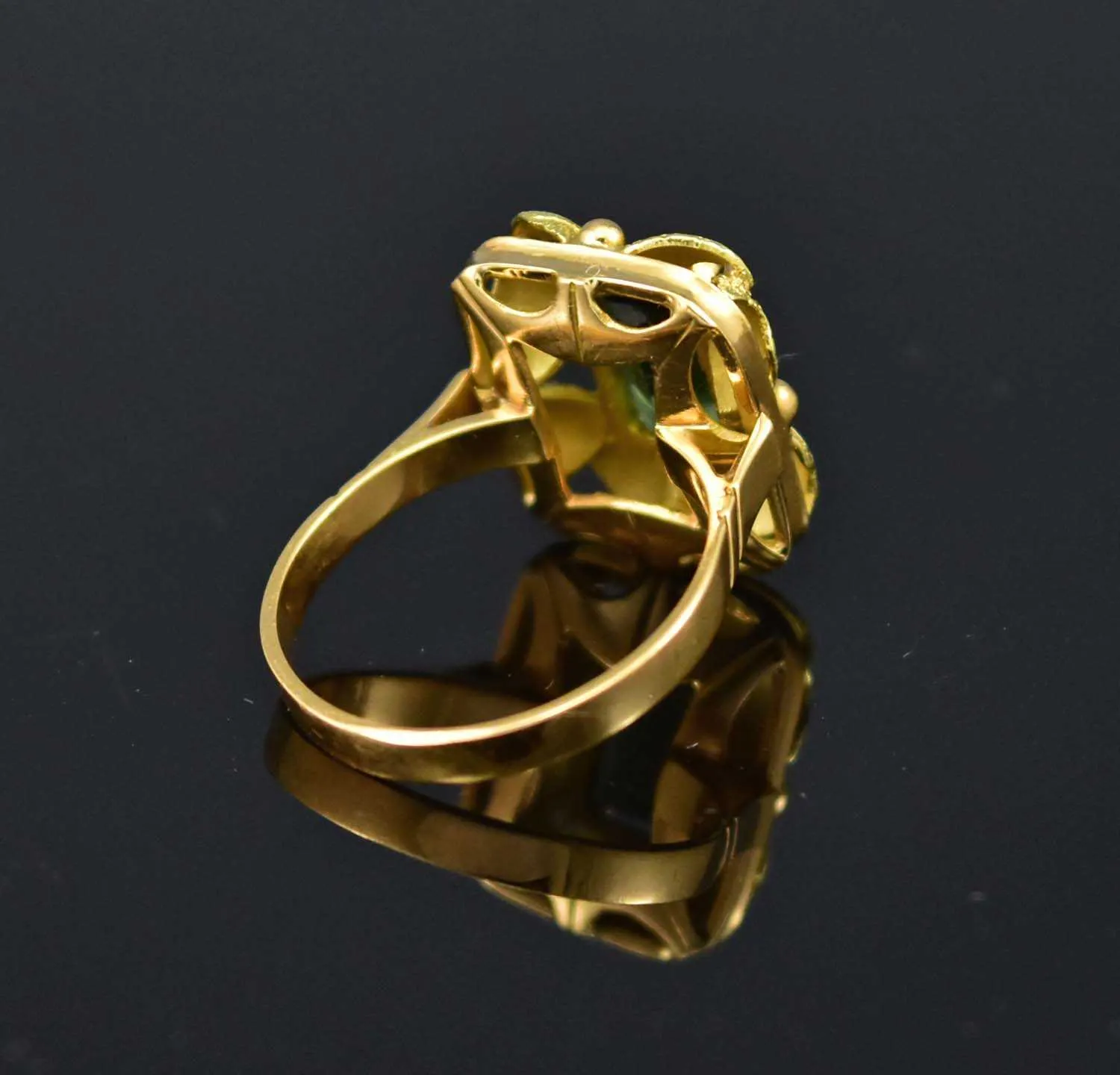 Gold Leaf Emerald Cut Tourmaline Ring w Appraisal