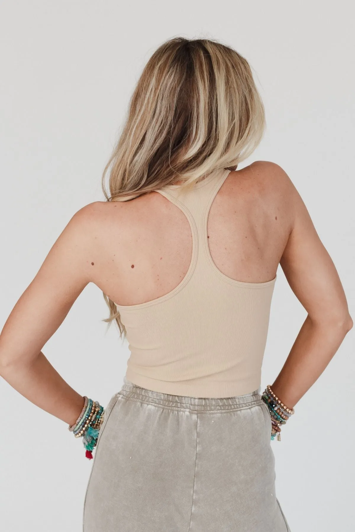 High Neck Racerback Brami - Nude